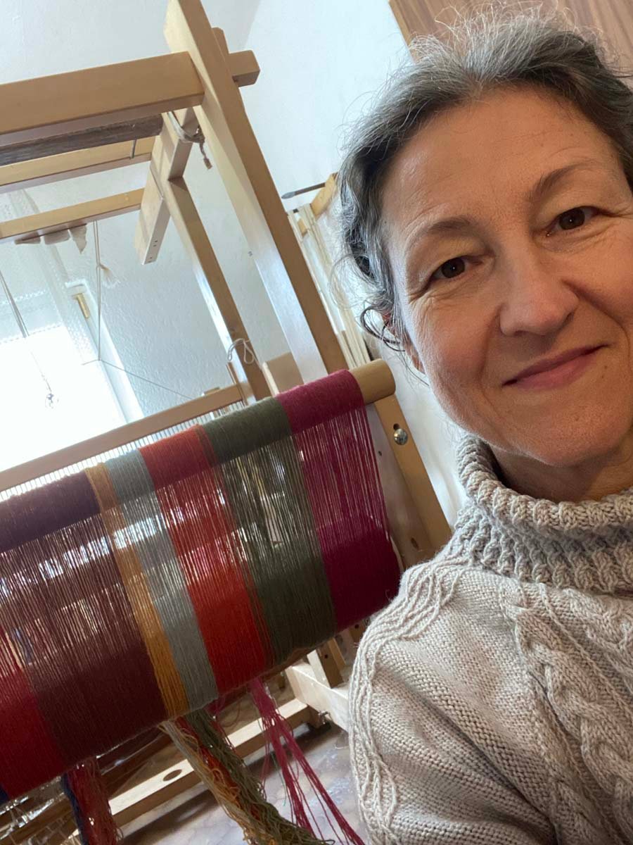 das bin ich vorm Webstuhl